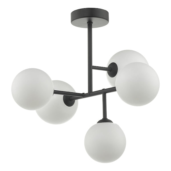 Dar Euan 5 Light Semi Flush Ceiling Light Black – from Amos Lighting + Home