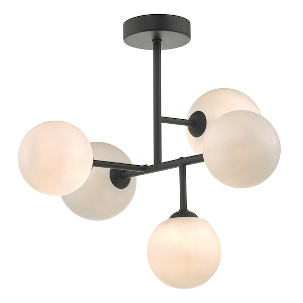 Dar Euan 5 Light Semi Flush Ceiling Light Black – from Amos Lighting + Home