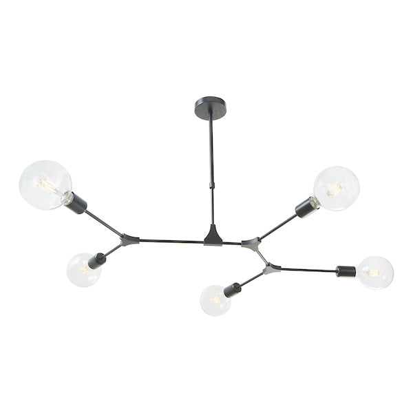 Dar Euphemia 5 Light Pendant Chandelier Black – from Amos Lighting + Home