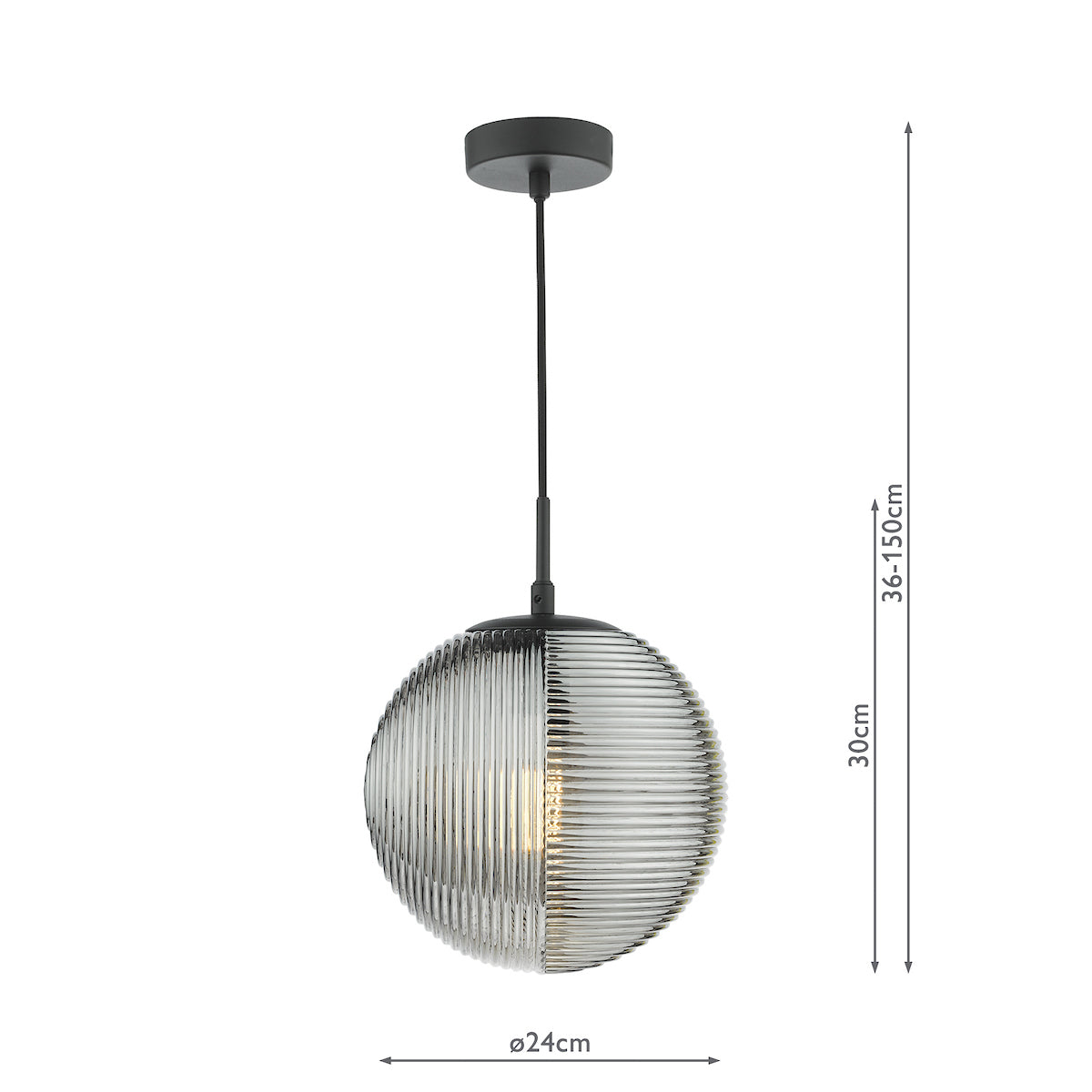 Dar Evander Single Pendant Matt Black and Smoked Glass – from Amos Lighting + Home