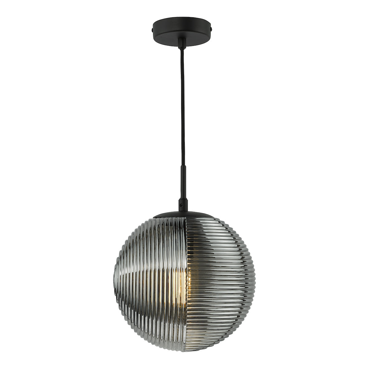 Dar Evander Single Pendant Matt Black and Smoked Glass – from Amos Lighting + Home