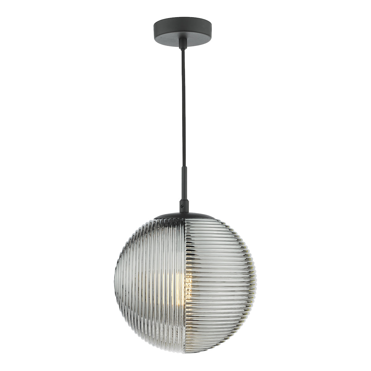 Dar Evander Single Pendant Matt Black and Smoked Glass – from Amos Lighting + Home