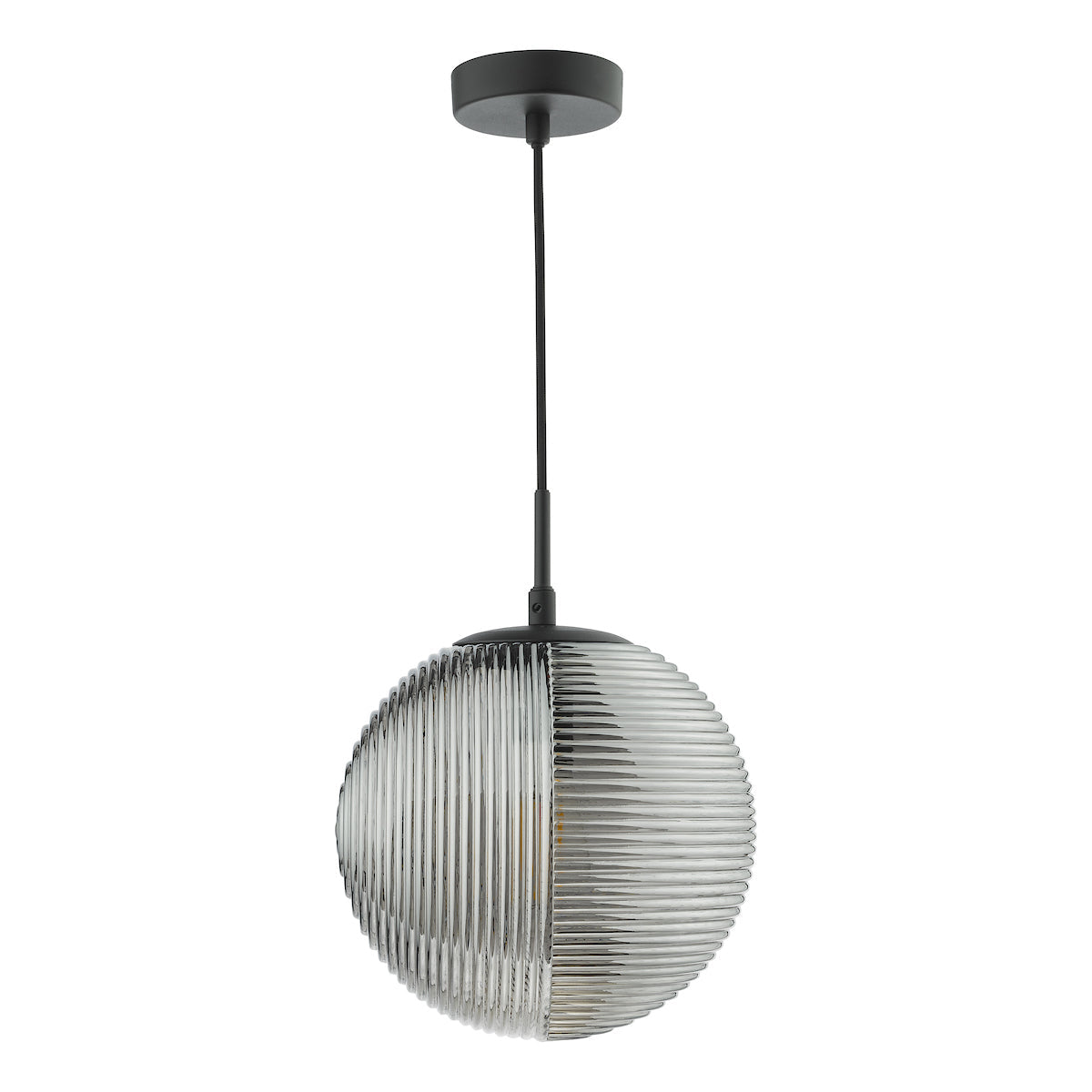 Dar Evander Single Pendant Matt Black and Smoked Glass – from Amos Lighting + Home