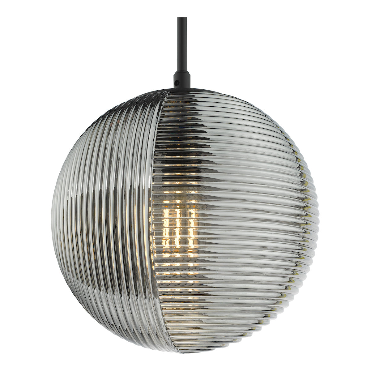 Dar Evander Single Pendant Matt Black and Smoked Glass – from Amos Lighting + Home