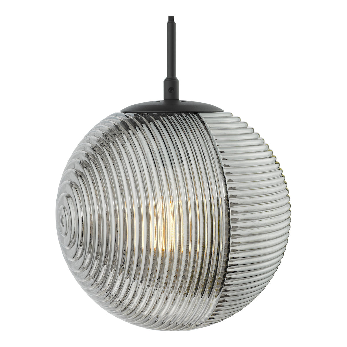 Dar Evander Single Pendant Matt Black and Smoked Glass – from Amos Lighting + Home