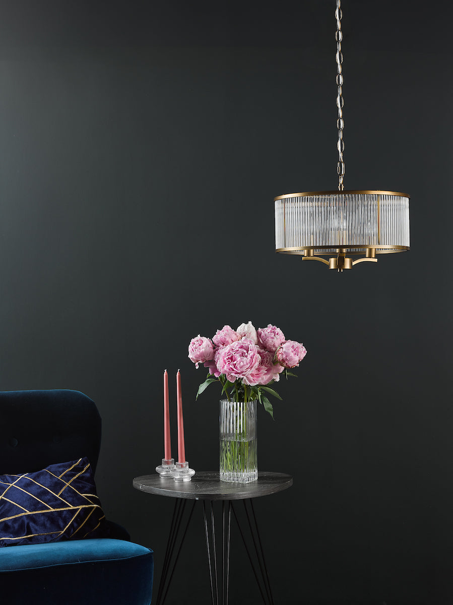 Dar Evelyn 3 Light Pendant Antique Bronze and Glass – from Amos Lighting + Home
