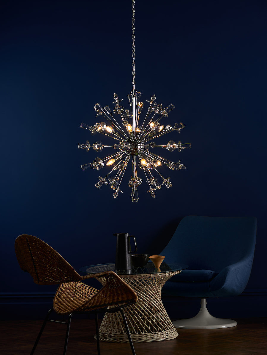 Dar Exodus 8 Light Chandelier Polished Chrome Crystal – from Amos Lighting + Home