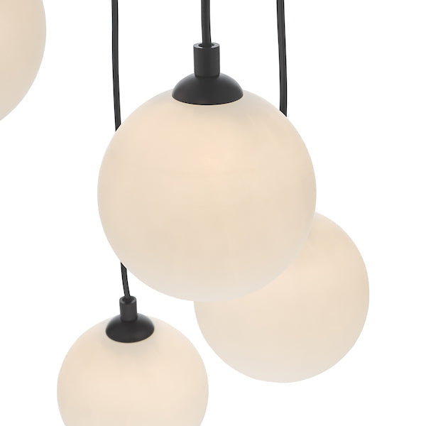 Dar Federico 5 Light Cluster Pendant Black Opal Glass – from Amos Lighting + Home