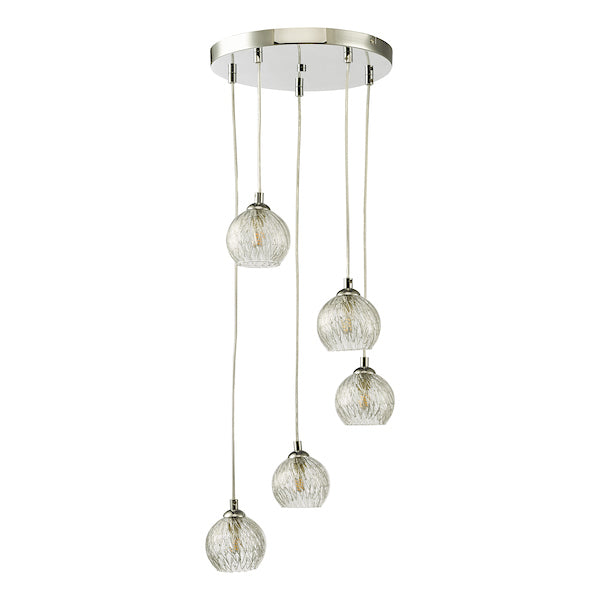 Dar Federico 5 Light Cluster Pendant Polished Chrome Clear Wire Glass – from Amos Lighting + Home
