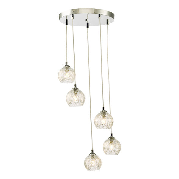 Dar Federico 5 Light Cluster Pendant Polished Chrome Clear Wire Glass – from Amos Lighting + Home