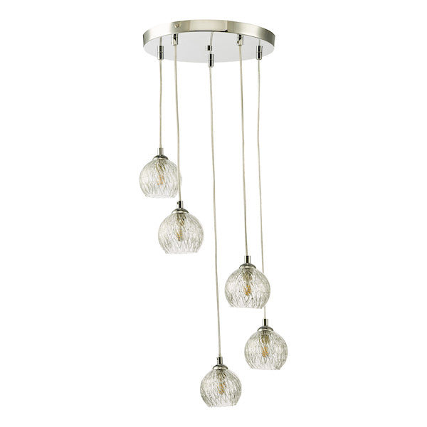 Dar Federico 5 Light Cluster Pendant Polished Chrome Clear Wire Glass – from Amos Lighting + Home