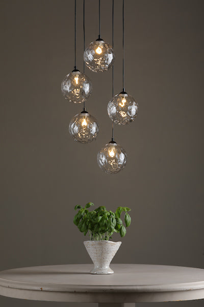 Dar Federico 5lt Cluster Black with Clear Dimpled Glass – from Amos Lighting + Home