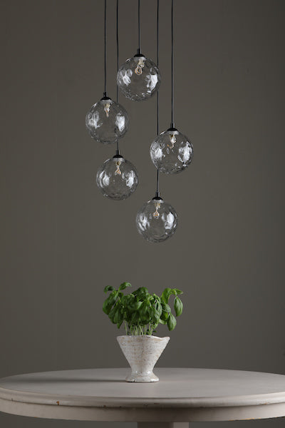 Dar Federico 5lt Cluster Black with Clear Dimpled Glass – from Amos Lighting + Home