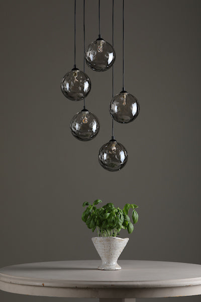 Dar Federico 5lt Cluster Black with Smoked Glass – from Amos Lighting + Home