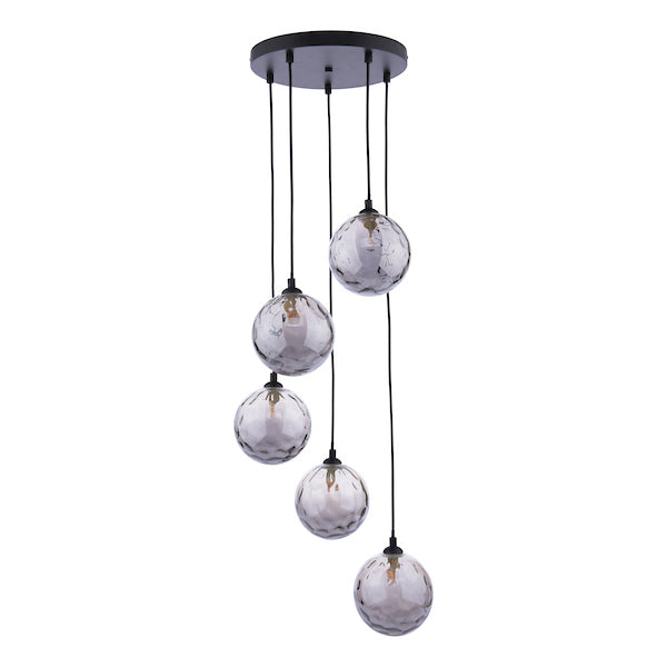 Dar Federico 5lt Cluster Black with Smoked Glass – from Amos Lighting + Home