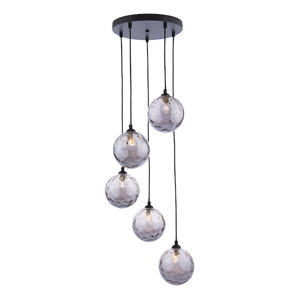 Dar Federico 5lt Cluster Black with Smoked Glass – from Amos Lighting + Home