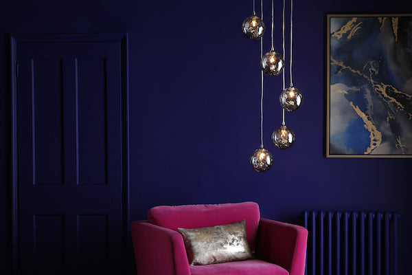 Dar Federico 5lt Cluster Chrome with Smoked Glass – from Amos Lighting + Home