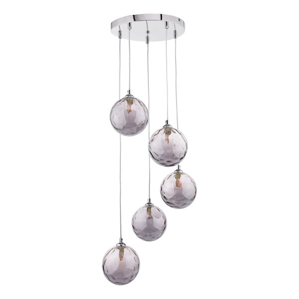 Dar Federico 5lt Cluster Chrome with Smoked Glass – from Amos Lighting + Home