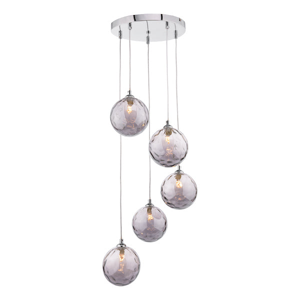 Dar Federico 5lt Cluster Chrome with Smoked Glass – from Amos Lighting + Home