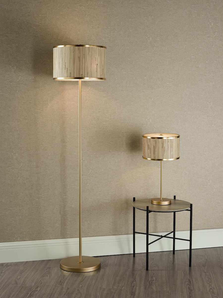 Dar Fenella Floor Lamp Gold Leaf and Seagrass – from Amos Lighting + Home