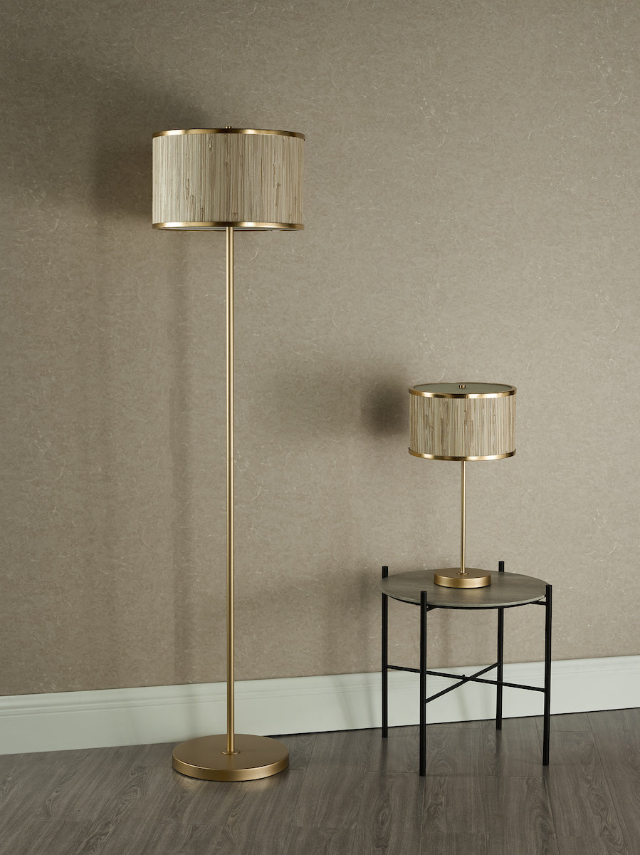 Dar Fenella Floor Lamp Gold Leaf and Seagrass – from Amos Lighting + Home