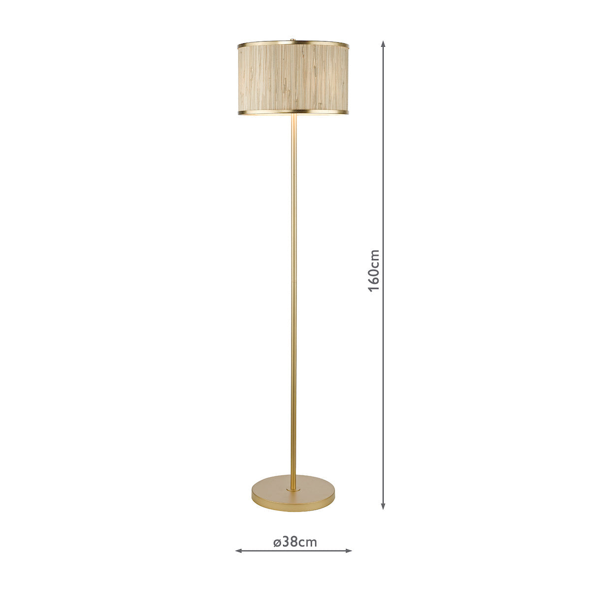 Dar Fenella Floor Lamp Gold Leaf and Seagrass – from Amos Lighting + Home