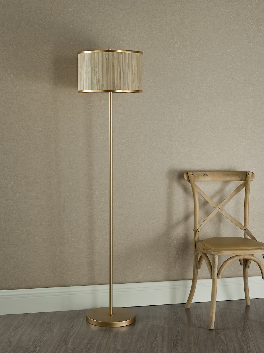Dar Fenella Floor Lamp Gold Leaf and Seagrass – from Amos Lighting + Home