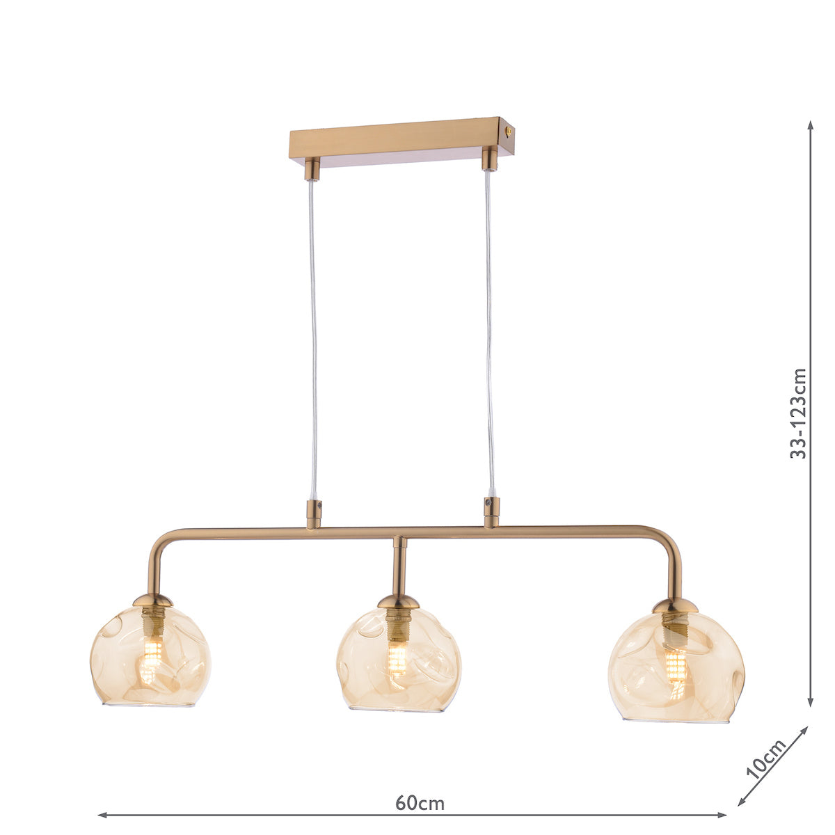 Dar Feya 3 Light Bar Pendant Antique Bronze & Champagne Dimpled Glass – from Amos Lighting + Home