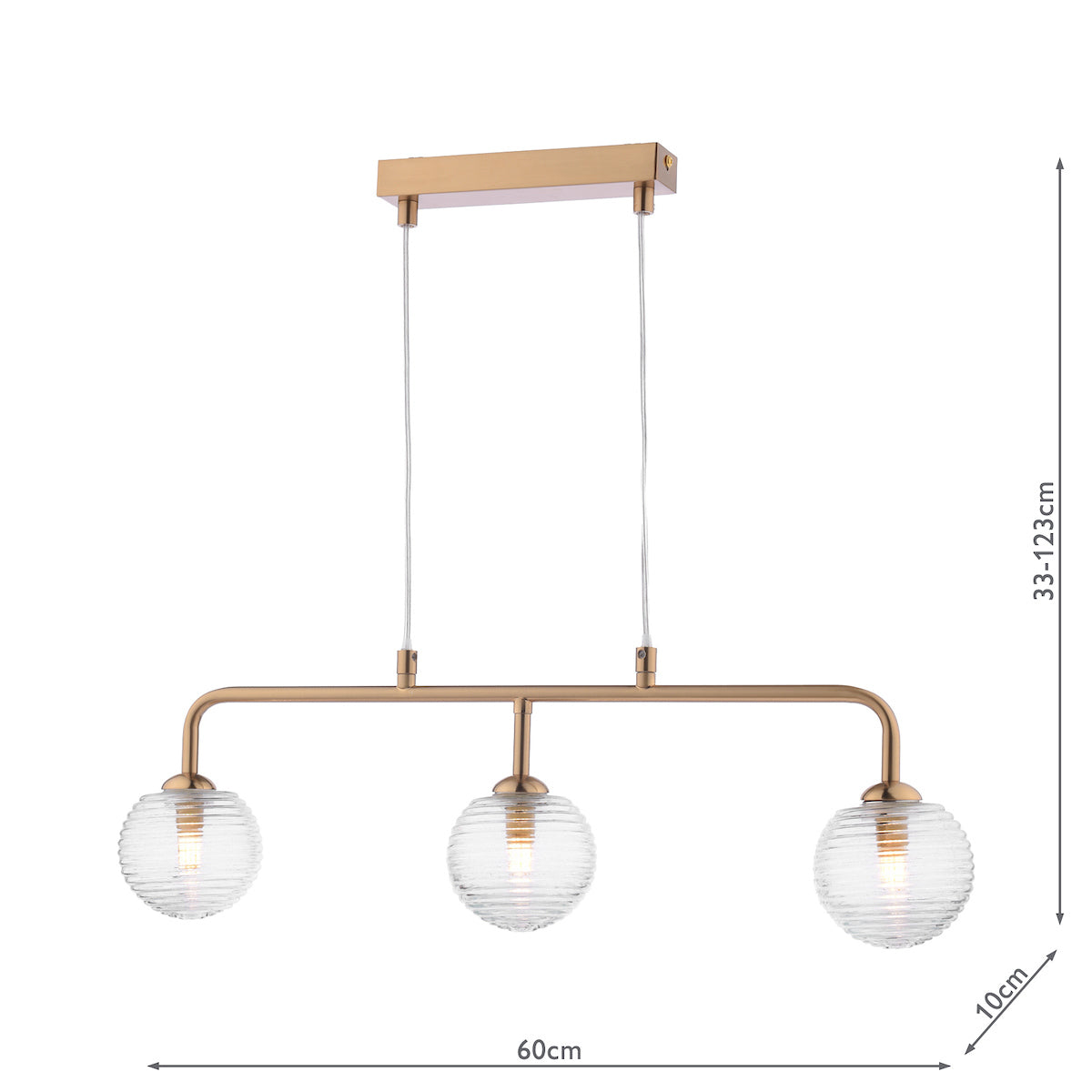 Dar Feya 3 Light Bar Pendant Antique Bronze & Ribbed Glass – from Amos Lighting + Home