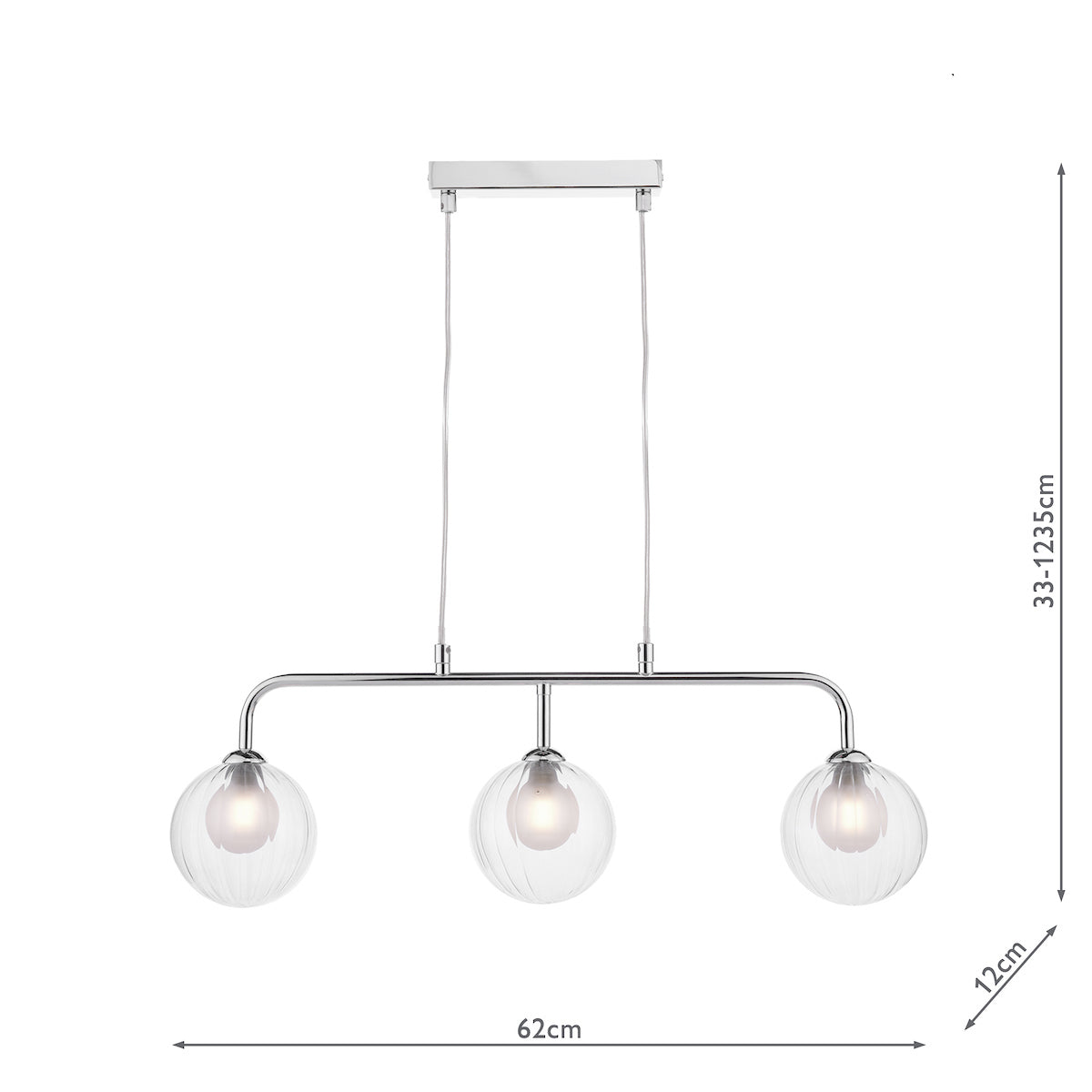 Dar Feya 3 Light Bar Pendant Polished Chrome & Clear/Opal Glass – from Amos Lighting + Home