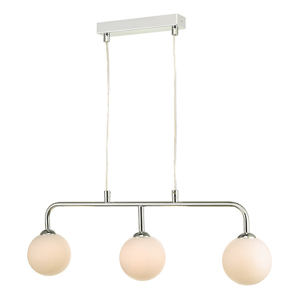 Dar Feya 3 Light Bar Pendant Polished Chrome Opal Glass – from Amos Lighting + Home