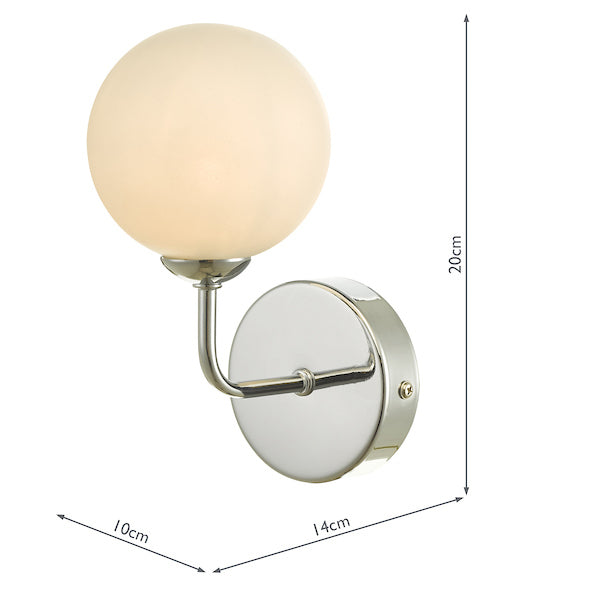 Dar Feya Wall Light Polished Chrome Opal Glass – from Amos Lighting + Home