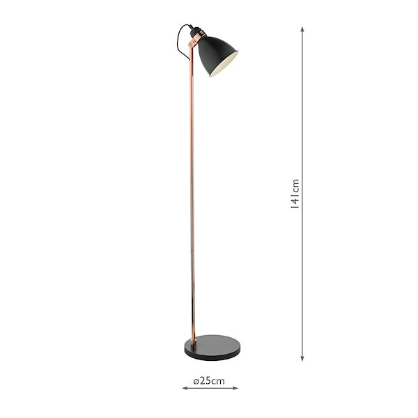 Dar Frederick Floor Lamp Black and Copper – from Amos Lighting + Home