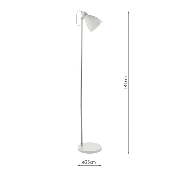 Dar Frederick Floor Lamp White Satin Chrome – from Amos Lighting + Home
