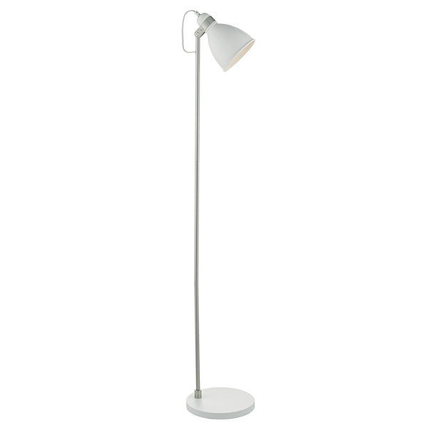 Dar Frederick Floor Lamp White Satin Chrome – from Amos Lighting + Home