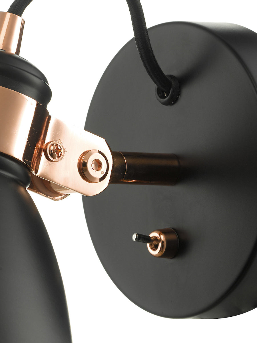 Dar Frederick Wall Spotlight Black and Copper – from Amos Lighting + Home