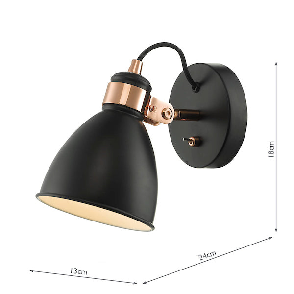 Dar Frederick Wall Spotlight Black and Copper – from Amos Lighting + Home