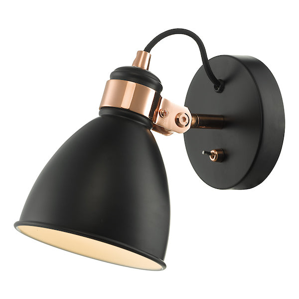 Dar Frederick Wall Spotlight Black and Copper – from Amos Lighting + Home