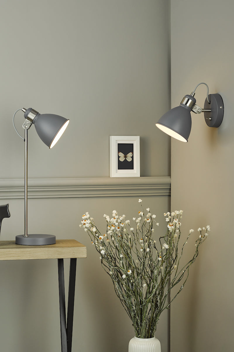 Dar Frederick Wall Spotlight Dark Grey and Satin Chrome – from Amos Lighting + Home