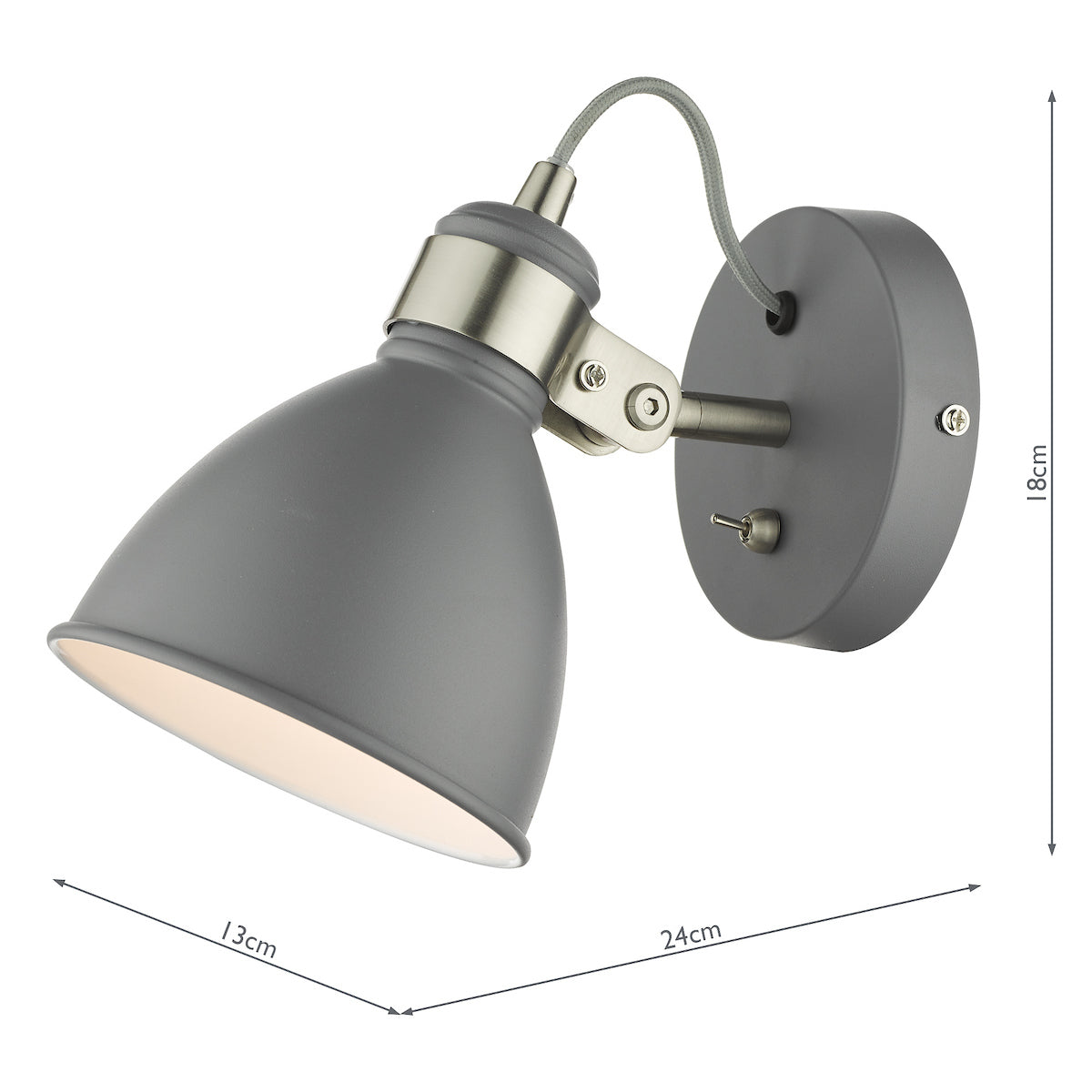 Dar Frederick Wall Spotlight Dark Grey and Satin Chrome – from Amos Lighting + Home