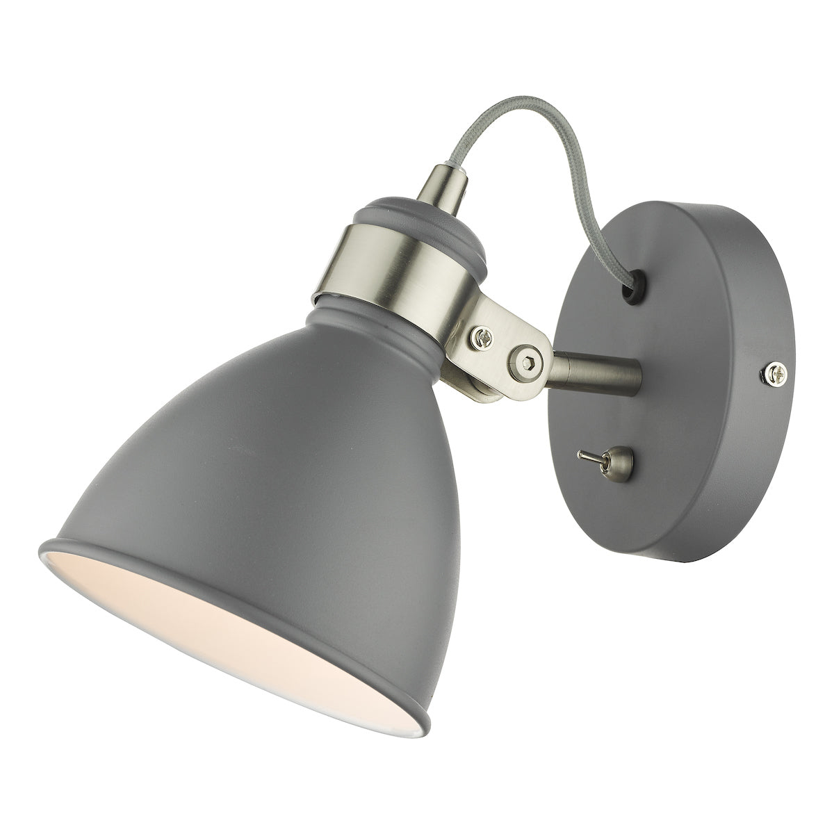 Dar Frederick Wall Spotlight Dark Grey and Satin Chrome – from Amos Lighting + Home