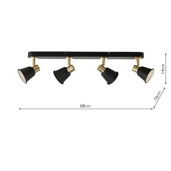 Dar Fry 4 Bar Spotlight Black and Rose Gold – from Amos Lighting + Home