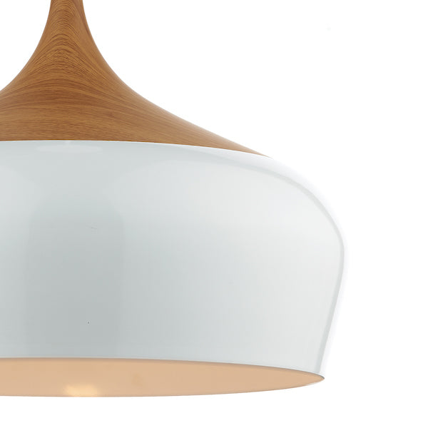 Dar Gaucho Large Pendant Gloss White & Wood – from Amos Lighting + Home