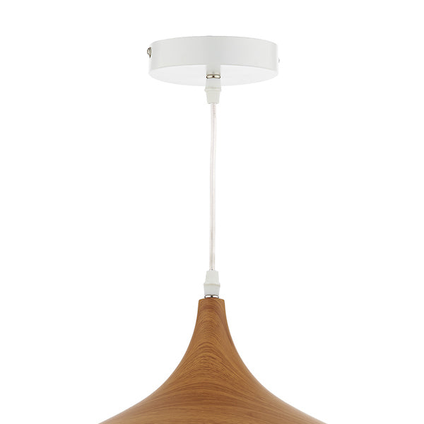 Dar Gaucho Large Pendant Gloss White & Wood – from Amos Lighting + Home