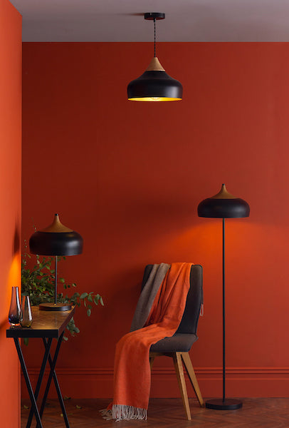 Dar Gaucho Large Pendant Matt Black & Wood – from Amos Lighting + Home