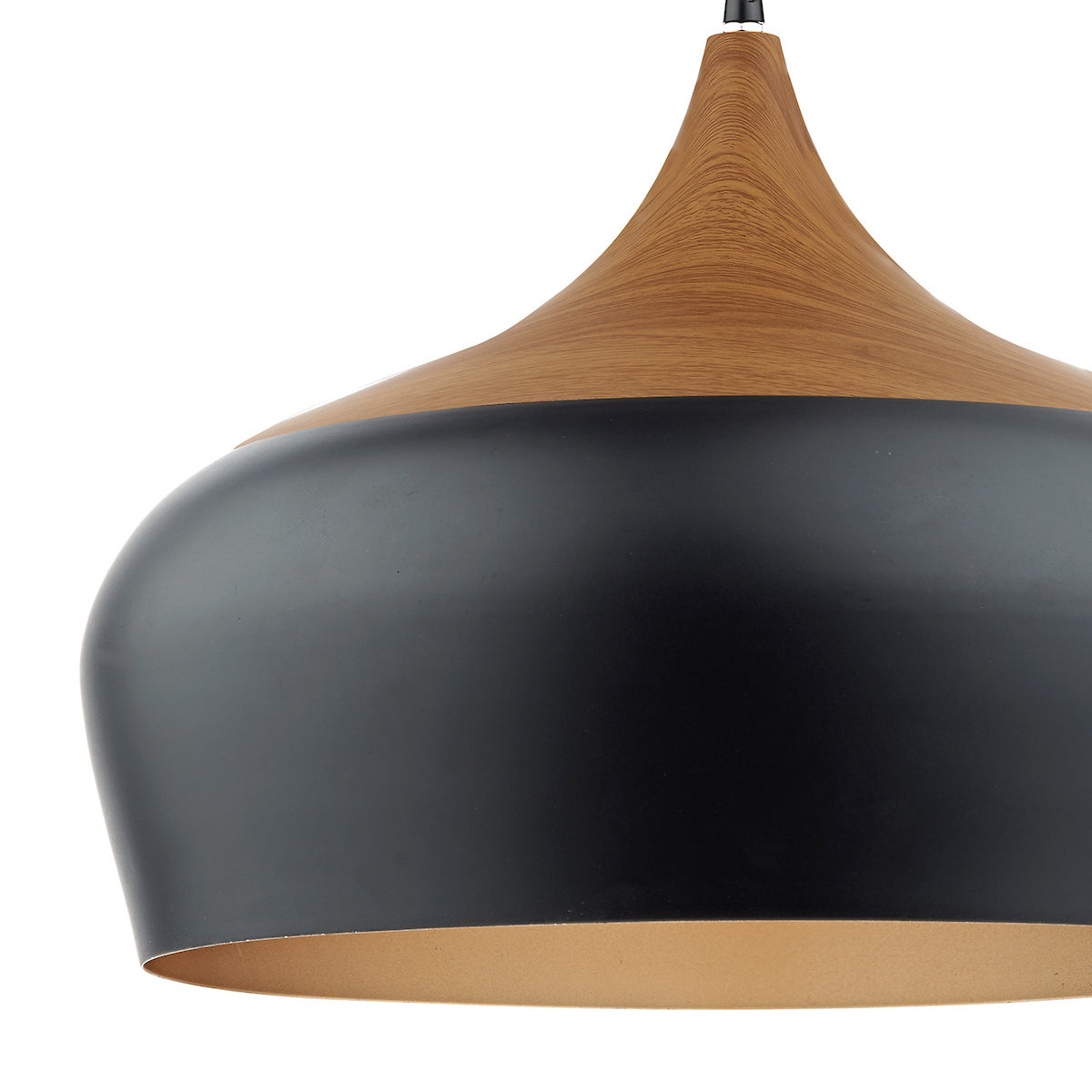 Dar Gaucho Large Pendant Matt Black & Wood – from Amos Lighting + Home