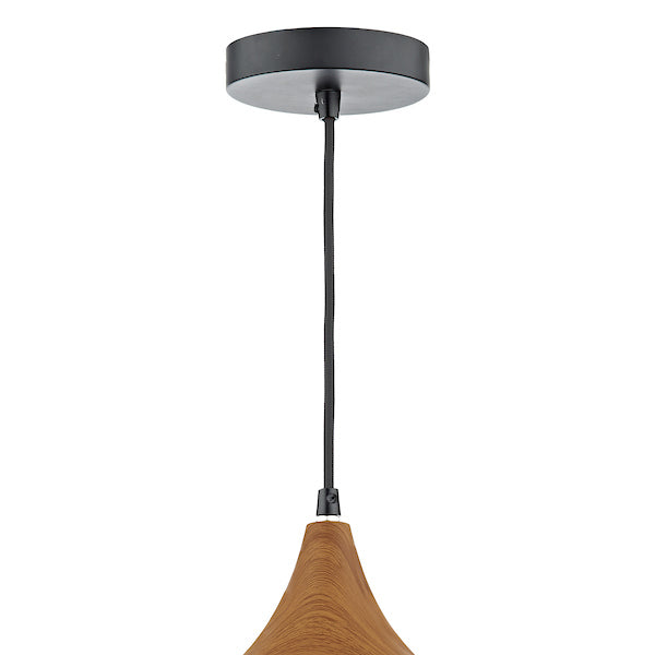 Dar Gaucho Large Pendant Matt Black & Wood – from Amos Lighting + Home