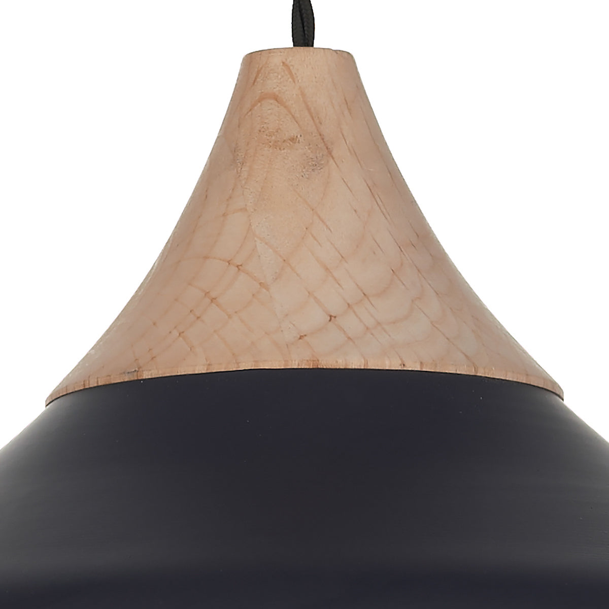 Dar Gaucho Small Pendant Matt Black & Wood – from Amos Lighting + Home