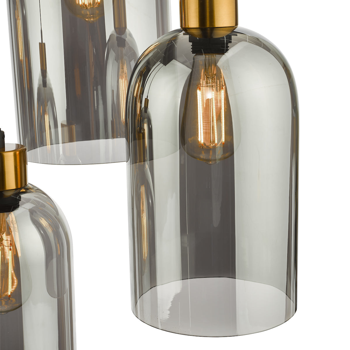 Dar Gold Collection Alma 6 Light Bar Pendant Matt Black Smoked Glass – from Amos Lighting + Home