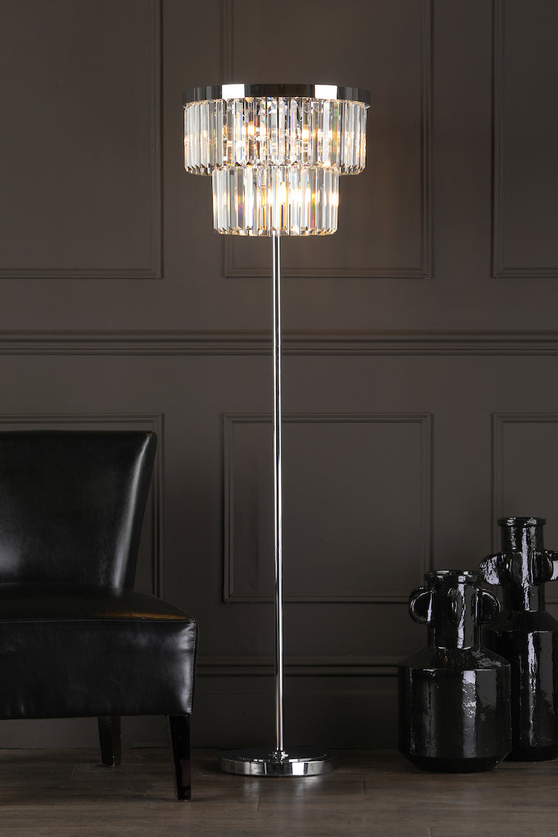 Dar Gold Collection Angel Floor Lamp Polished Chrome Crystal – from Amos Lighting + Home
